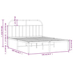 Bed Frame White Powder-coated steel Queen Bed Frame Rectangular