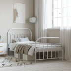 Bed Frame White Powder-Coated Steel Single Bed Bed Frame