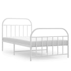 Bed Frame White Powder-Coated Steel Single Bed Bed Frame