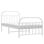 Bed Frame White Powder-Coated Steel Single Bed Bed Frame