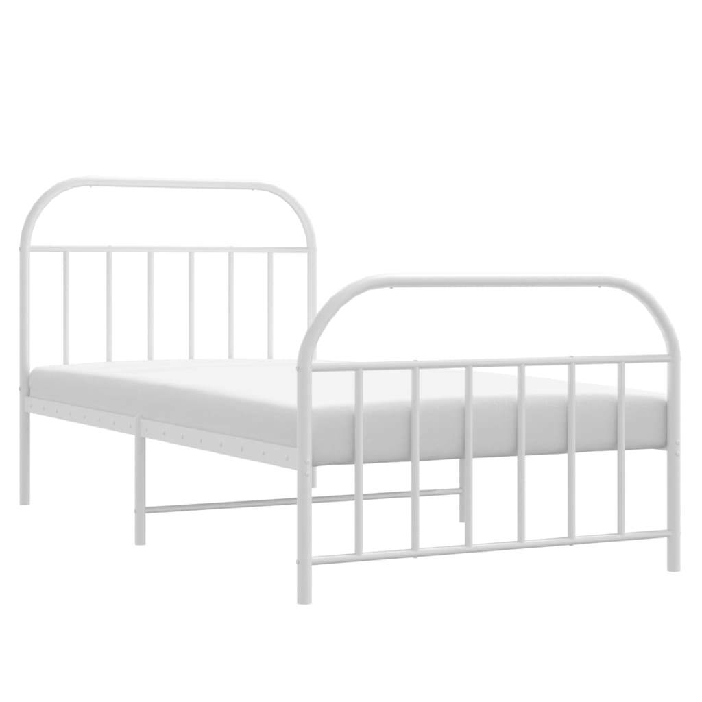 Bed Frame White Powder-Coated Steel Single Bed Bed Frame