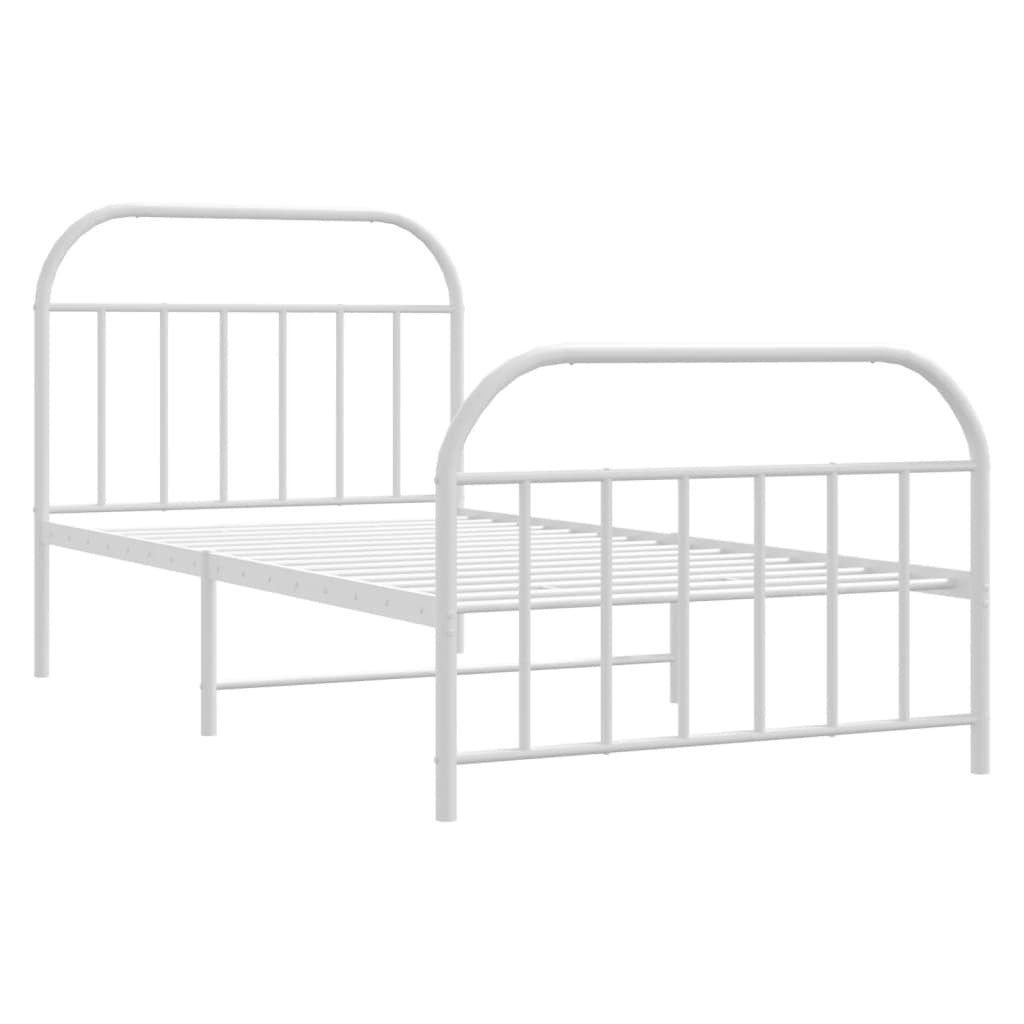 Bed Frame White Powder-Coated Steel Single Bed Bed Frame