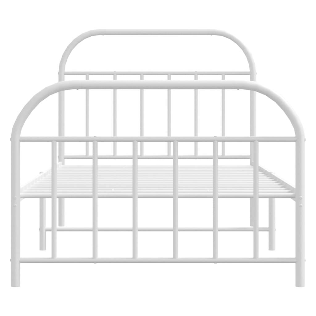 Bed Frame White Powder-Coated Steel Single Bed Bed Frame