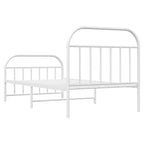 Bed Frame White Powder-Coated Steel Single Bed Bed Frame