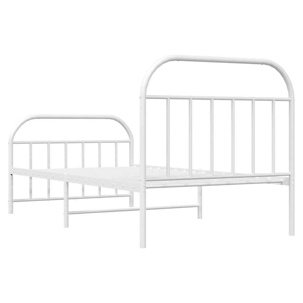 Bed Frame White Powder-Coated Steel Single Bed Bed Frame