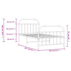 Bed Frame White Powder-Coated Steel Single Bed Bed Frame