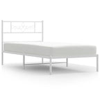 Bed Frame White Powder-Coated Steel Single Metal Bed Frame