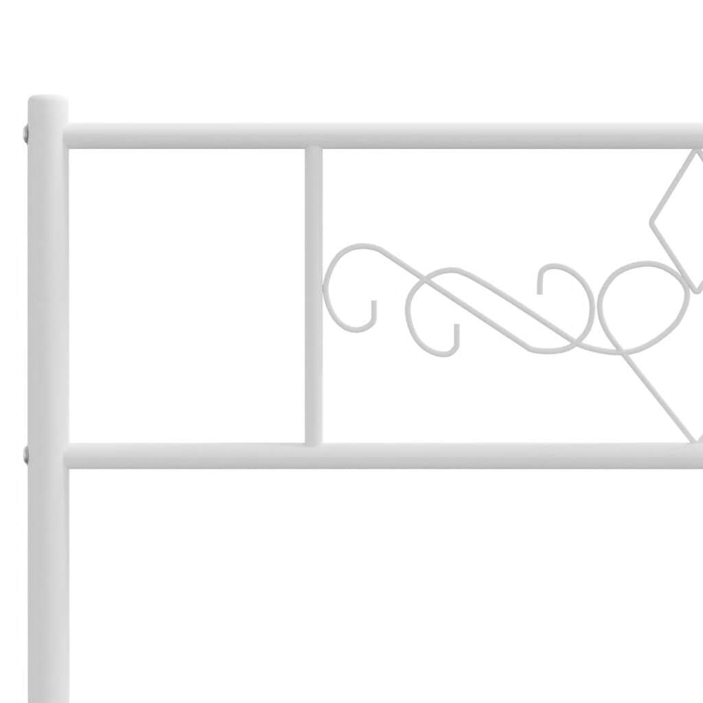 Bed Frame White Powder-Coated Steel Single Metal Bed Frame