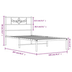 Bed Frame White Powder-Coated Steel Single Metal Bed Frame