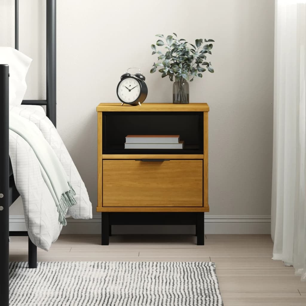 Bedside Cabinet Oak Solid pine wood, engineered wood, plastic