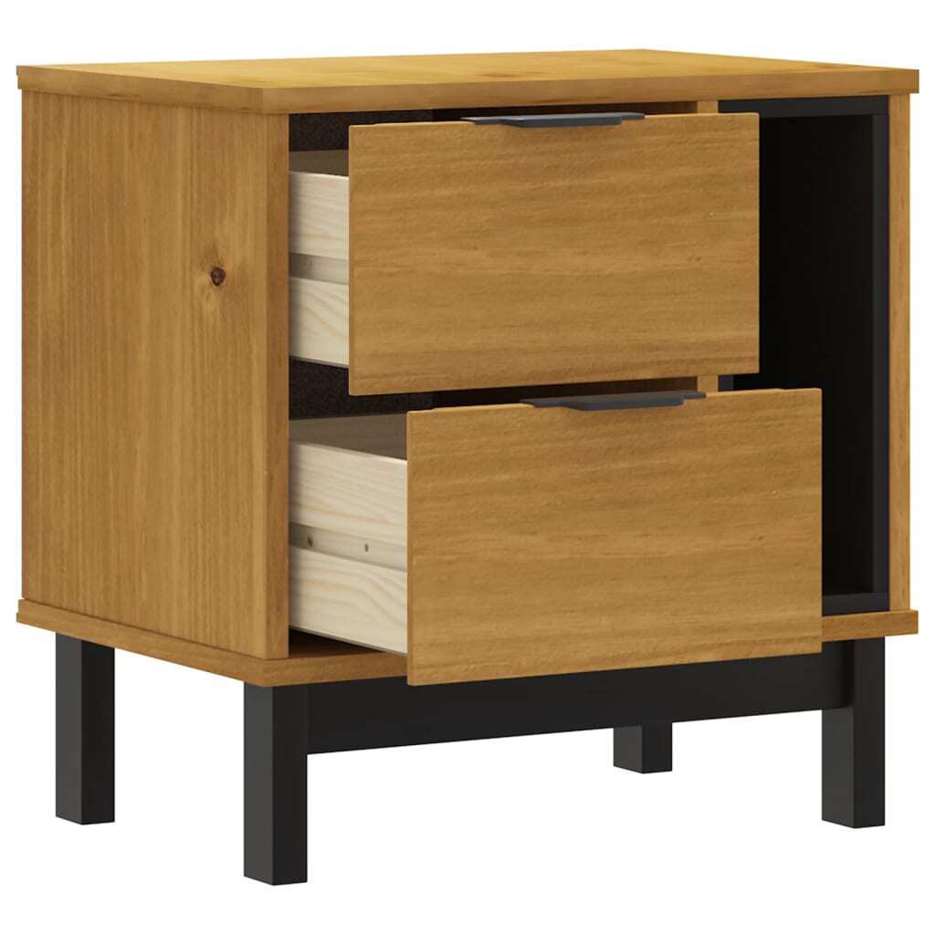 Bedside Cabinet Oak Solid pine wood, engineered wood, plastic