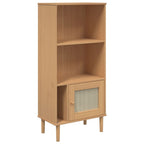 Bookcase Brown Solid pine wood, Engineered wood, Poly rattan