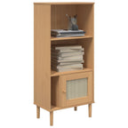 Bookcase Brown Solid pine wood, Engineered wood, Poly rattan