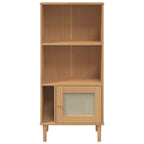 Bookcase Brown Solid pine wood, Engineered wood, Poly rattan