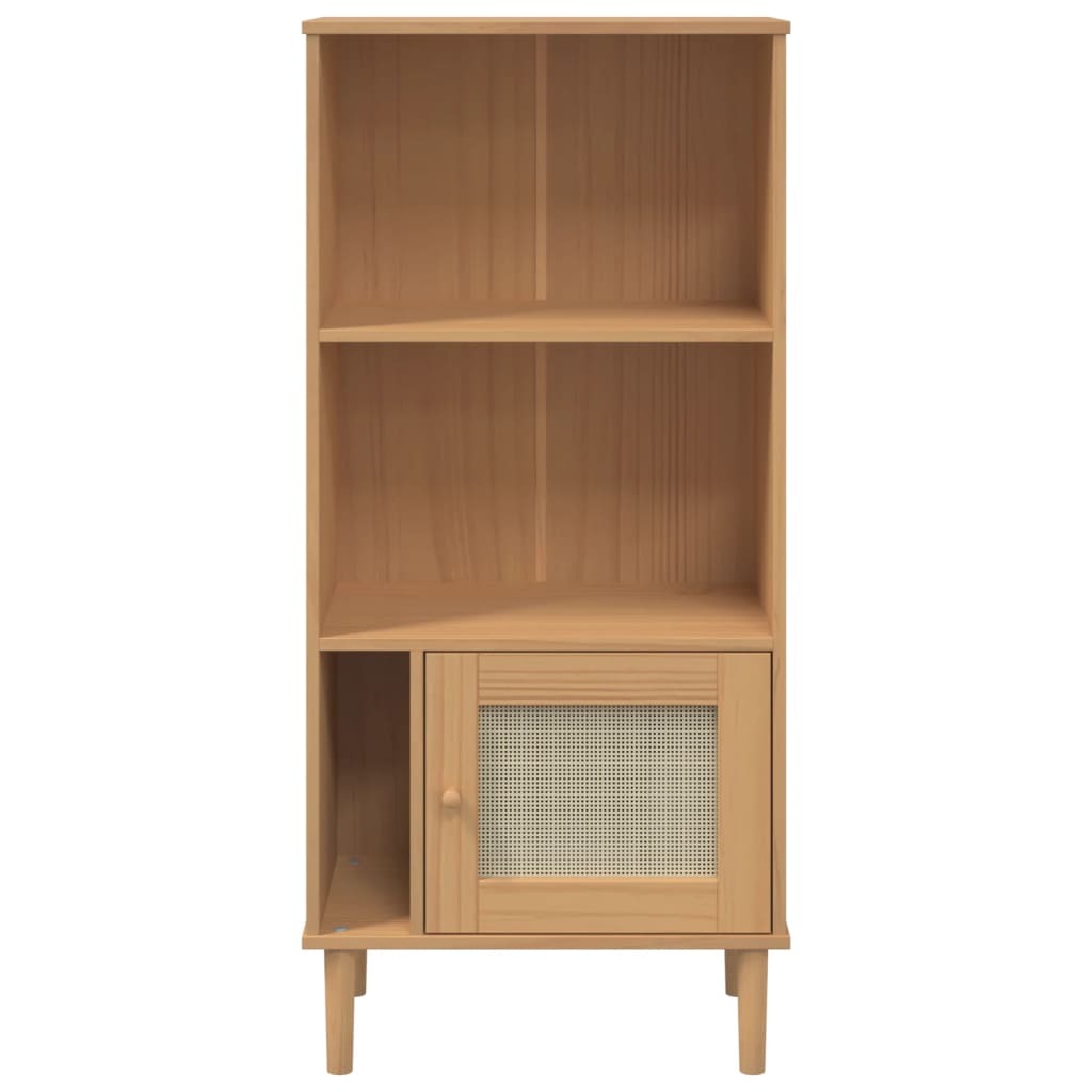 Bookcase Brown Solid pine wood, Engineered wood, Poly rattan