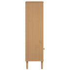 Bookcase Brown Solid pine wood, Engineered wood, Poly rattan