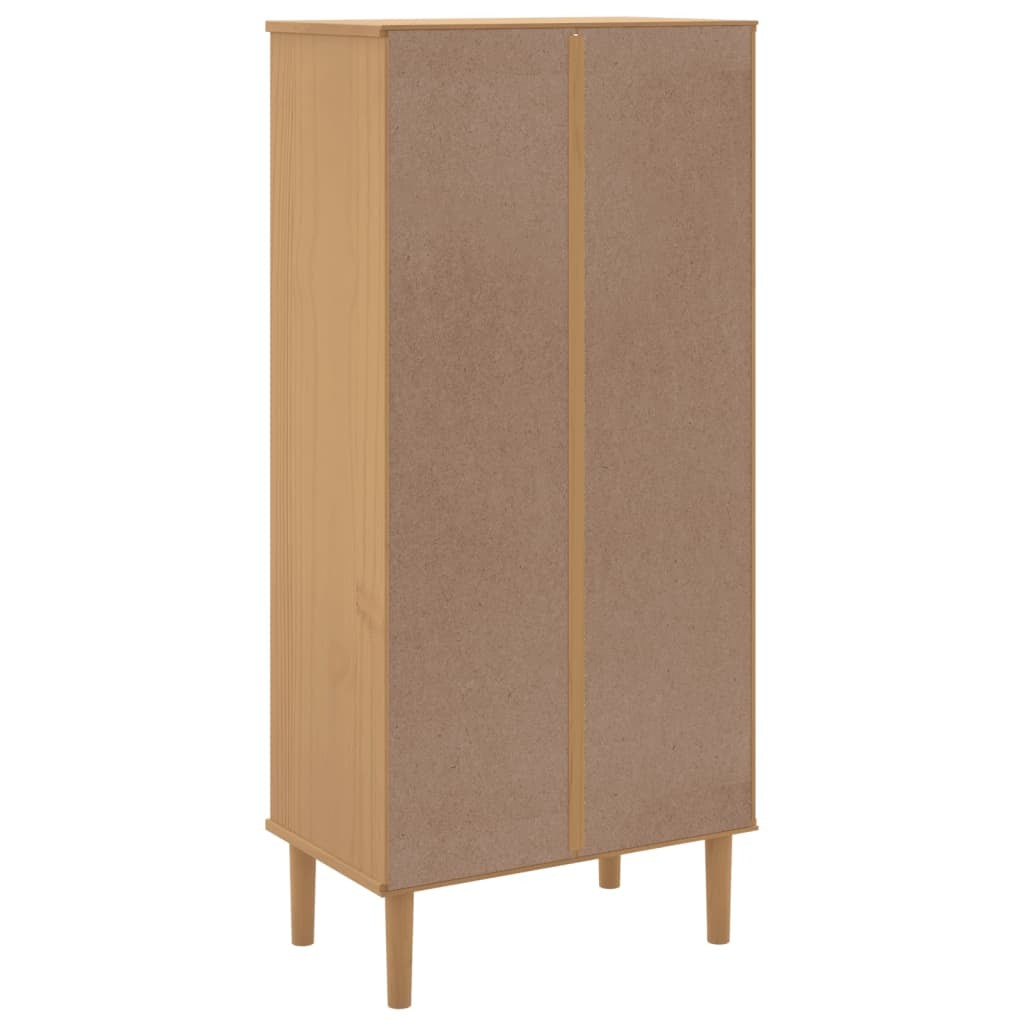 Bookcase Brown Solid pine wood, Engineered wood, Poly rattan
