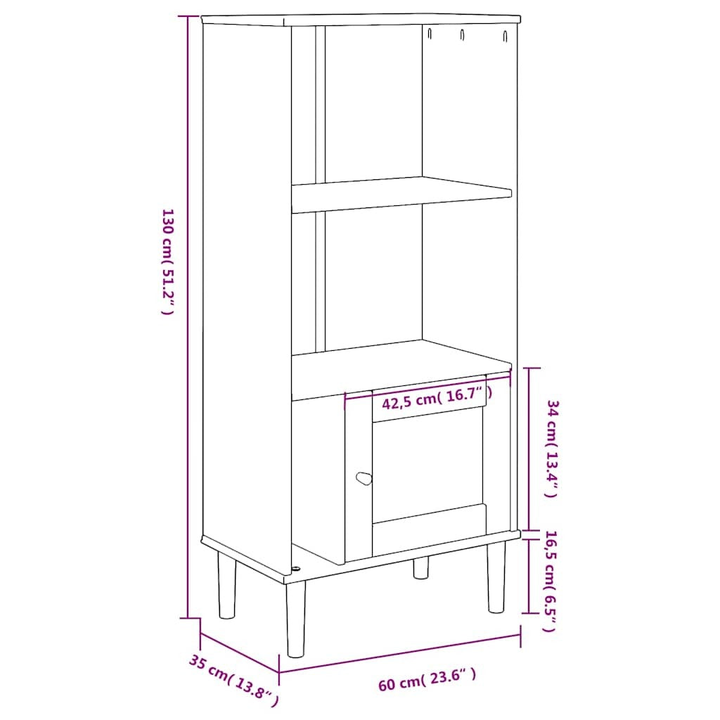 Bookcase Brown Solid pine wood, Engineered wood, Poly rattan