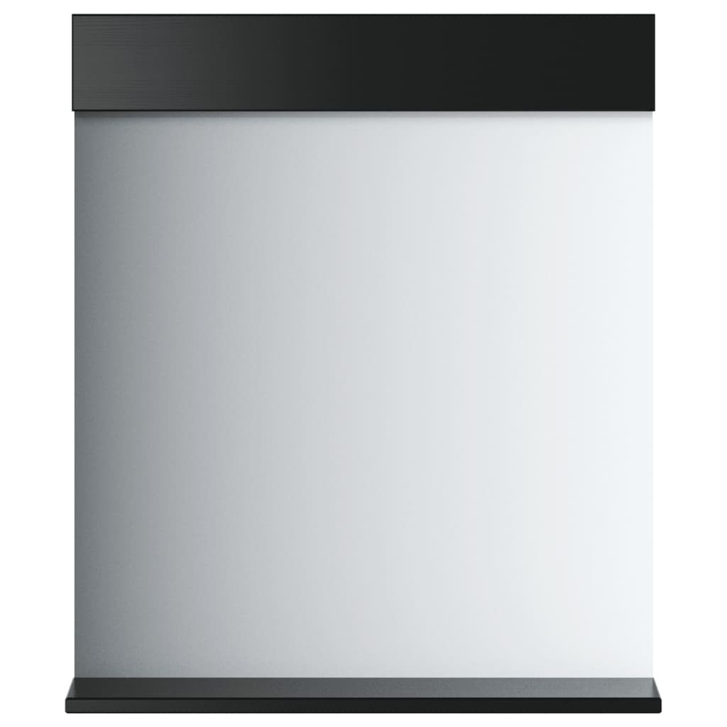 Bathroom Mirror Black Solid pine wood, glass
