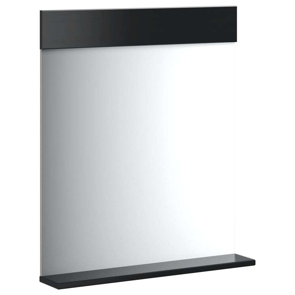 Bathroom Mirror Black Solid pine wood, glass