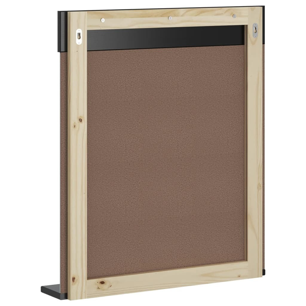 Bathroom Mirror Black Solid pine wood, glass