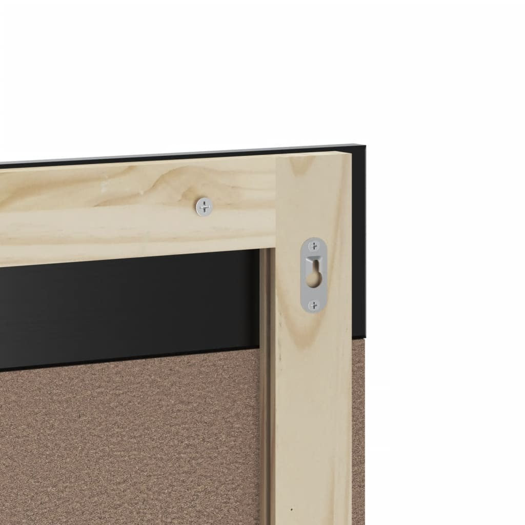Bathroom Mirror Black Solid pine wood, glass