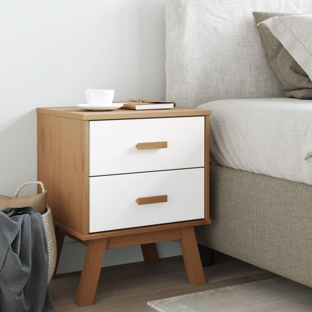 Bedside Cabinet White and brown