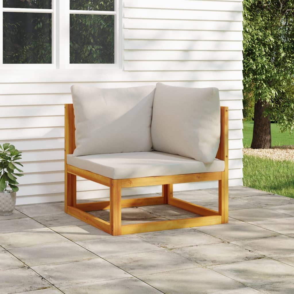 Corner Sofa Light Grey Solid Acacia wood Medium Corner Sofa