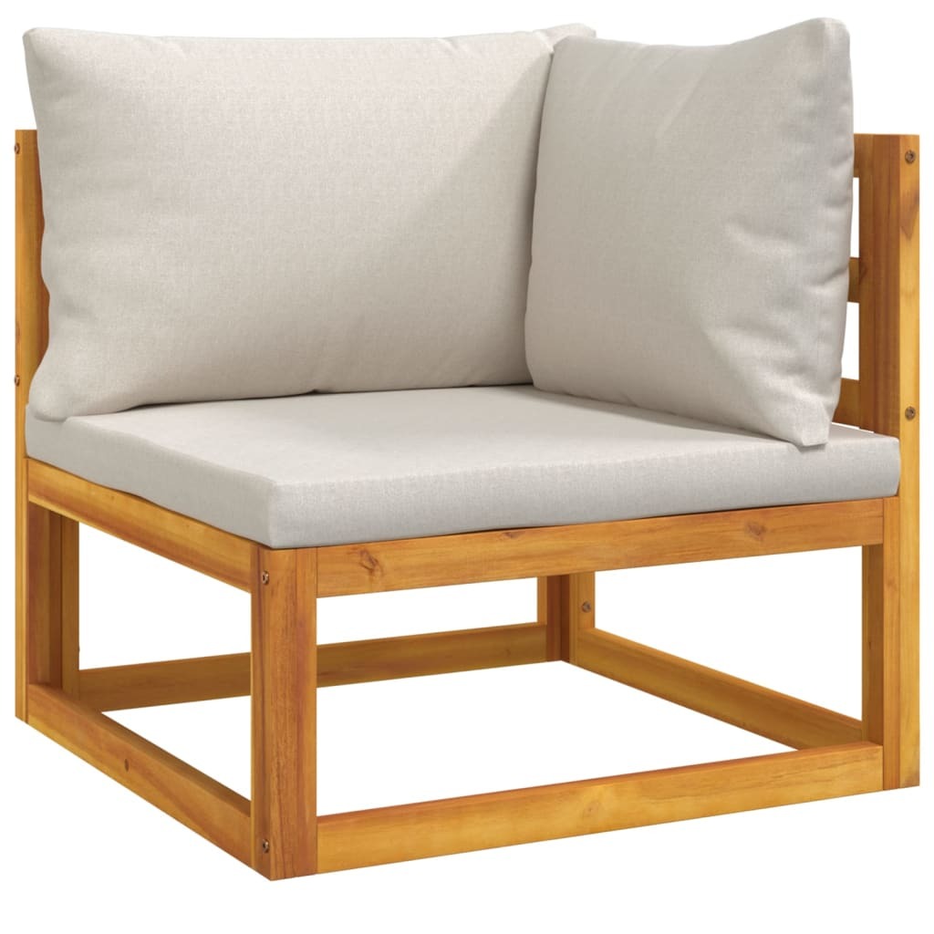 Corner Sofa Light Grey Solid Acacia wood Medium Corner Sofa