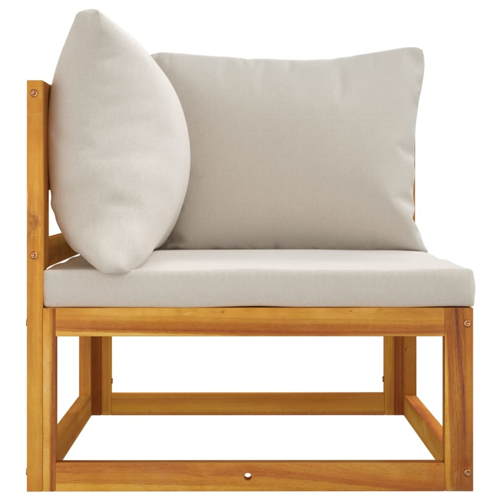 Corner Sofa Light Grey Solid Acacia wood Medium Corner Sofa