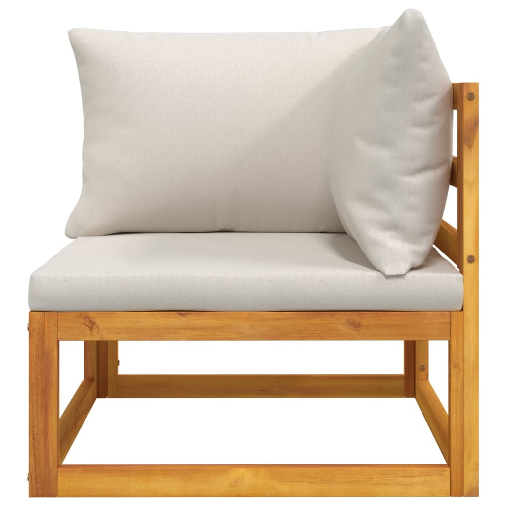 Corner Sofa Light Grey Solid Acacia wood Medium Corner Sofa