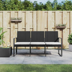 3-seater Garden Bench Black Polypropylene 3-Seater Durable