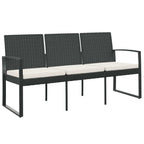 3-seater Garden Bench Black Polypropylene 3-Seater Durable