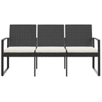 3-seater Garden Bench Black Polypropylene 3-Seater Durable
