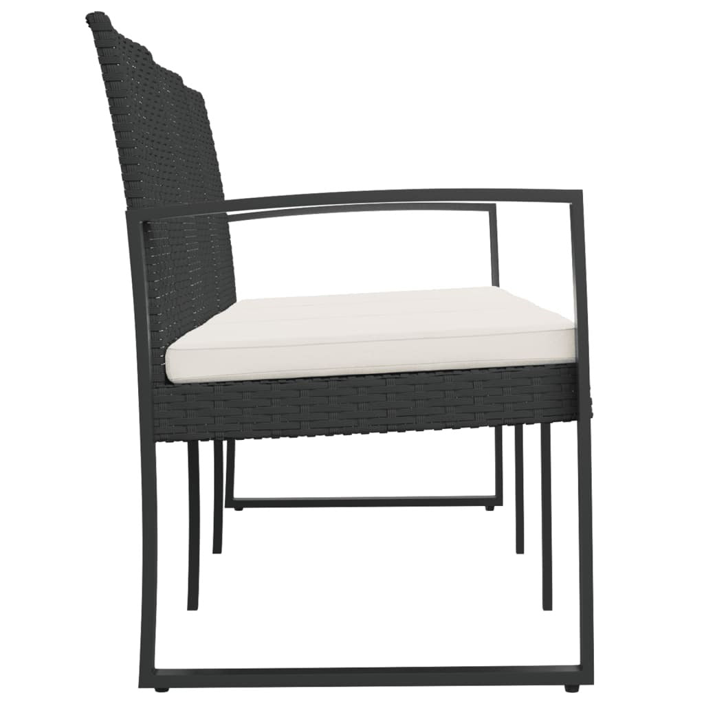 3-seater Garden Bench Black Polypropylene 3-Seater Durable