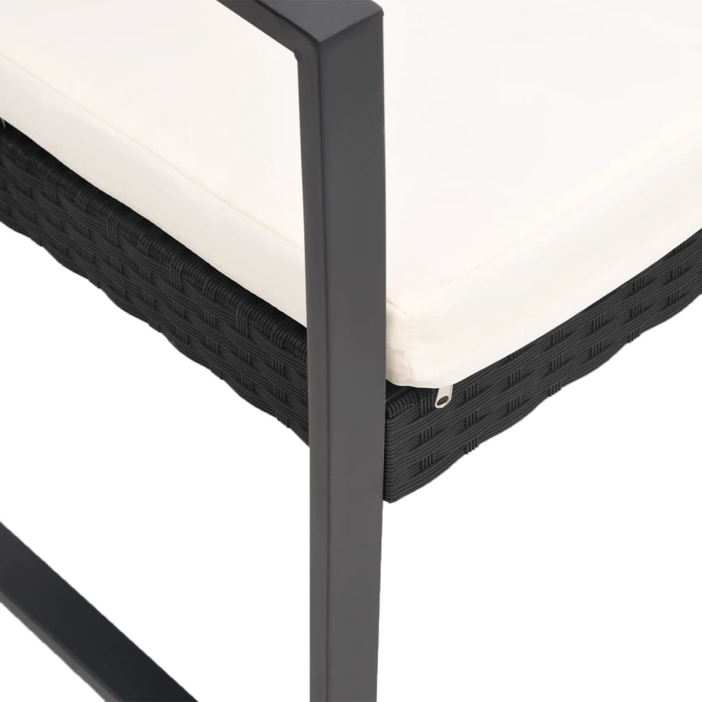 3-seater Garden Bench Black Polypropylene 3-Seater Durable