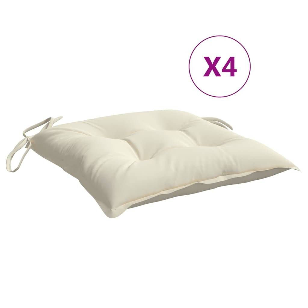 Chair Cushion Set of 4 Cream White Oxford fabric (100% polyester)
