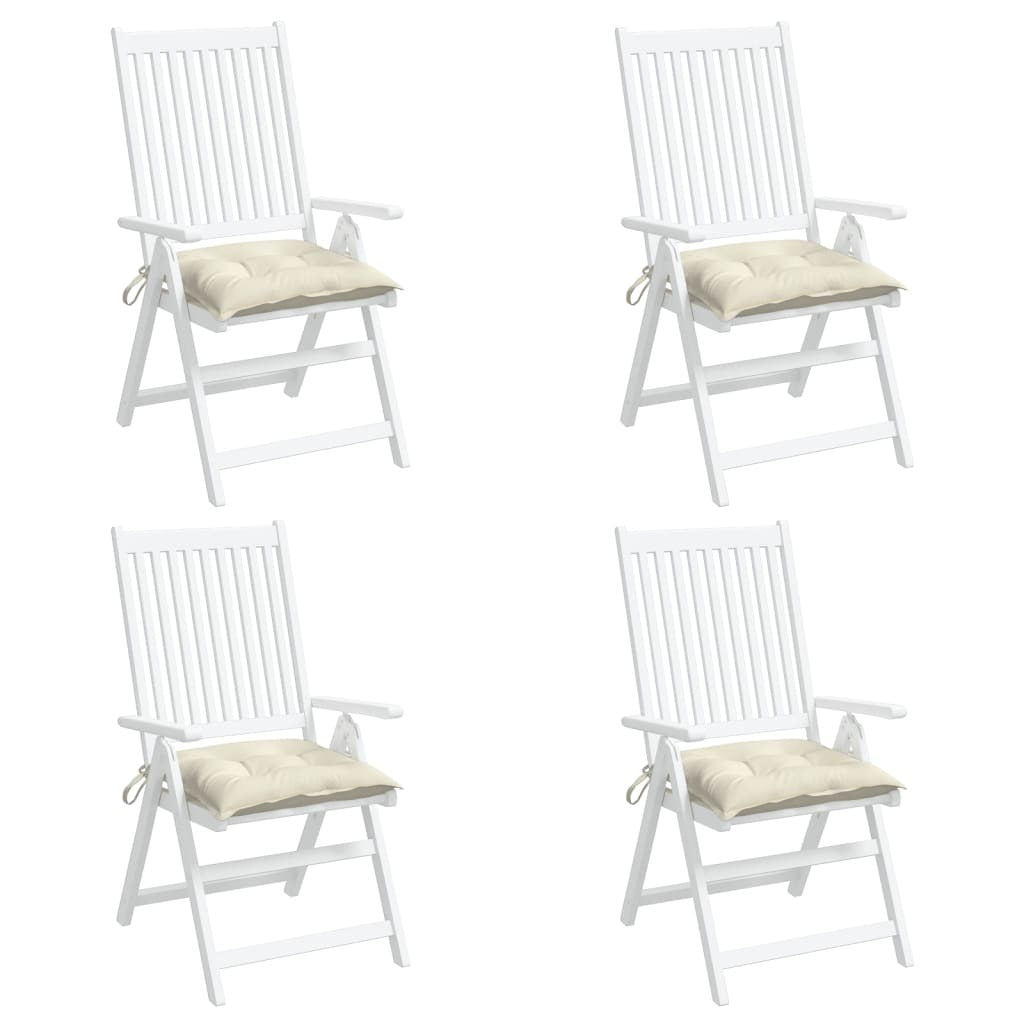 Chair Cushion Set of 4 Cream White Oxford fabric (100% polyester)