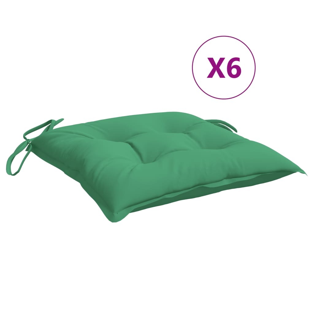 Chair Cushion Set of 6 Green Oxford fabric (100% polyester)