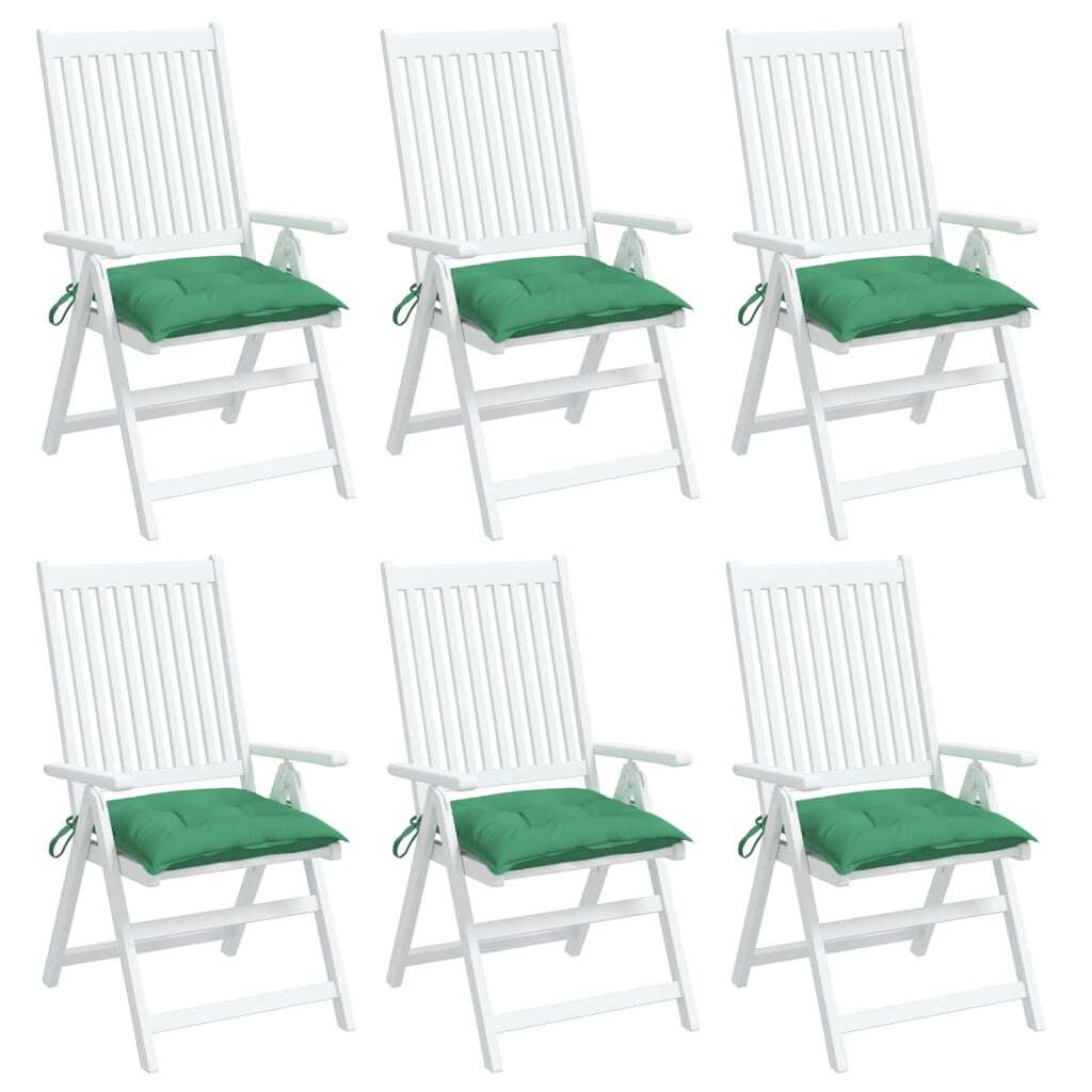 Chair Cushion Set of 6 Green Oxford fabric (100% polyester)