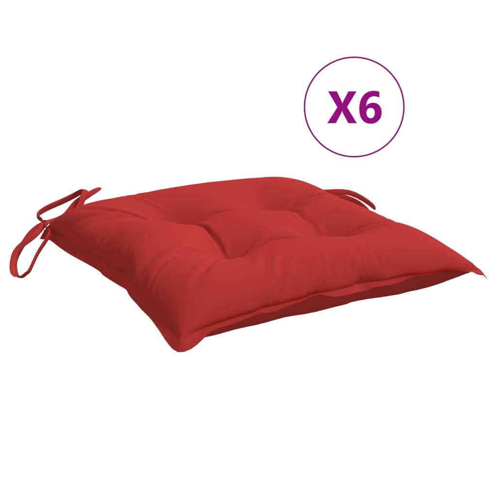 Chair Cushion Set of 6 Red Oxford fabric (100% polyester)