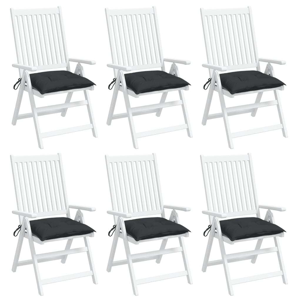 Chair Cushion Set of 6 Black Oxford Fabric (100% Polyester)