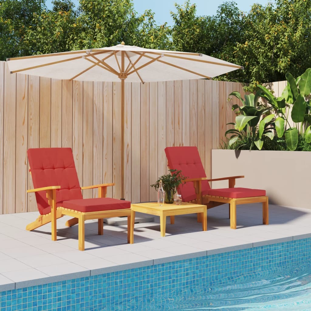Deck Chair Cushion Set of 2 Red Oxford fabric (100% polyester)