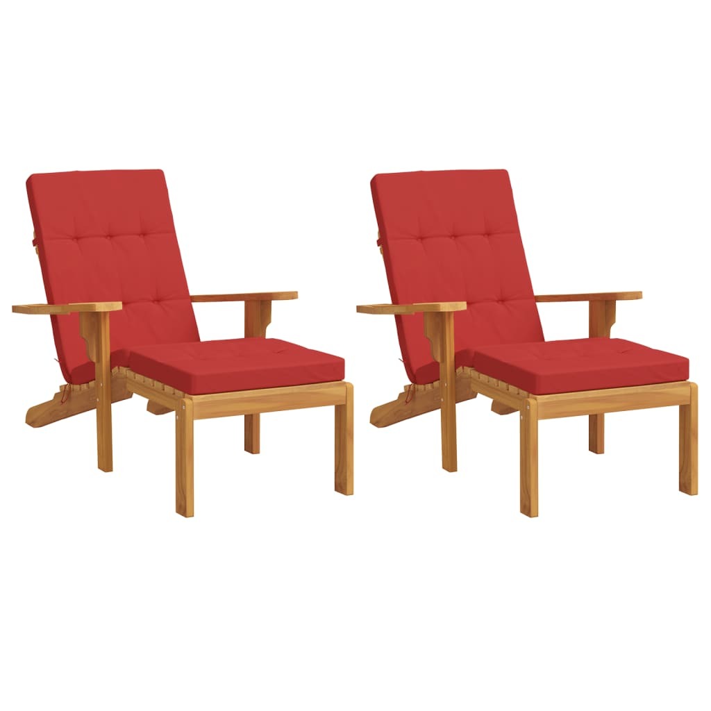 Deck Chair Cushion Set of 2 Red Oxford fabric (100% polyester)
