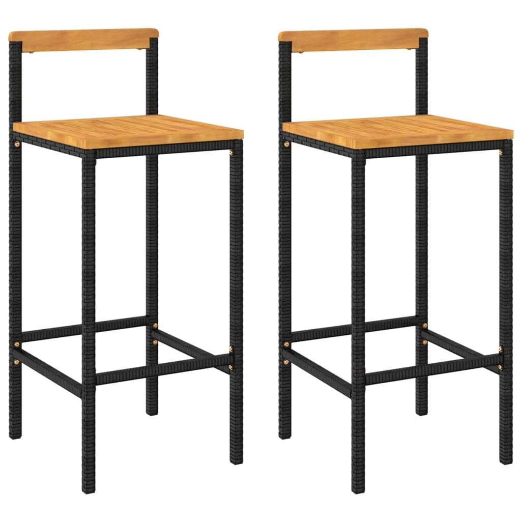 Bar Stool Set of 2 Black