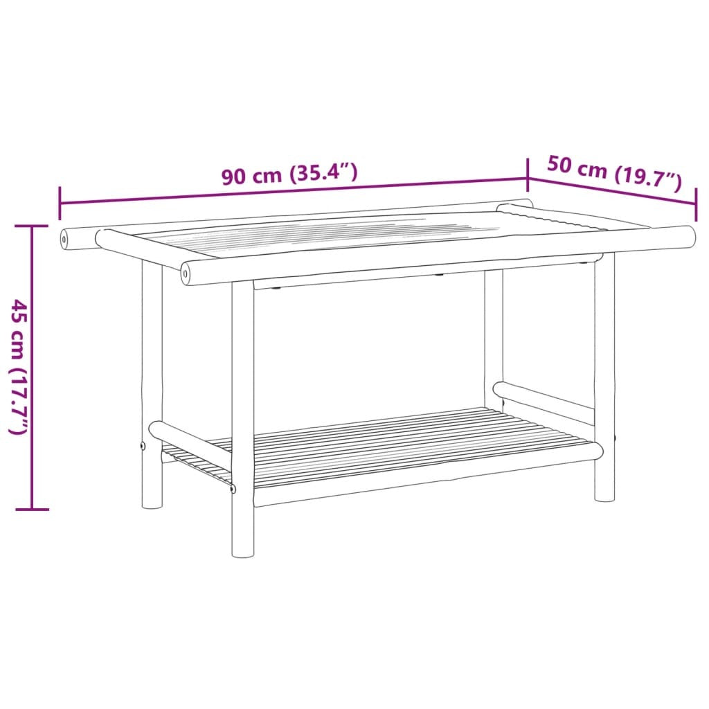 Coffee Table Natural Bamboo Bamboo 35.4 x 19.7 x 17.7 in