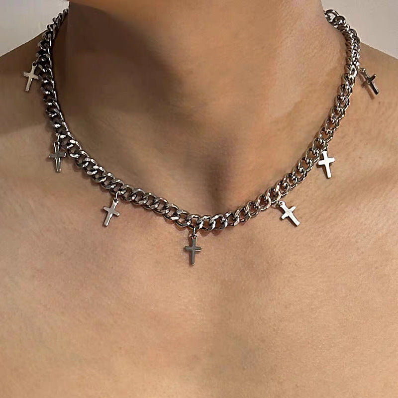 European & American Men's Hip Hop Clavicle Chain – Simple Cross Necklace