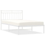 Bed Frame White Powder-Coated Steel Twin Bed Frame Rectangular
