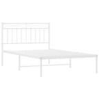 Bed Frame White Powder-Coated Steel Twin Bed Frame Rectangular