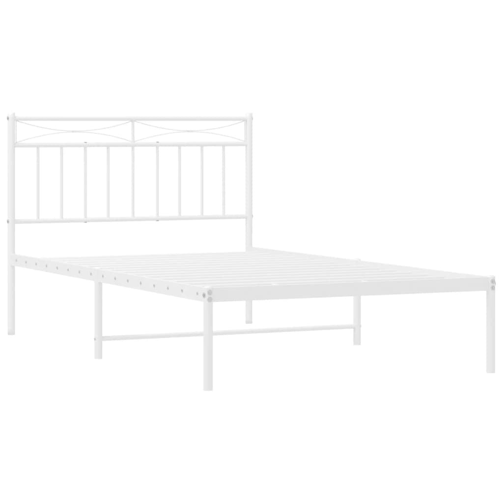 Bed Frame White Powder-Coated Steel Twin Bed Frame Rectangular